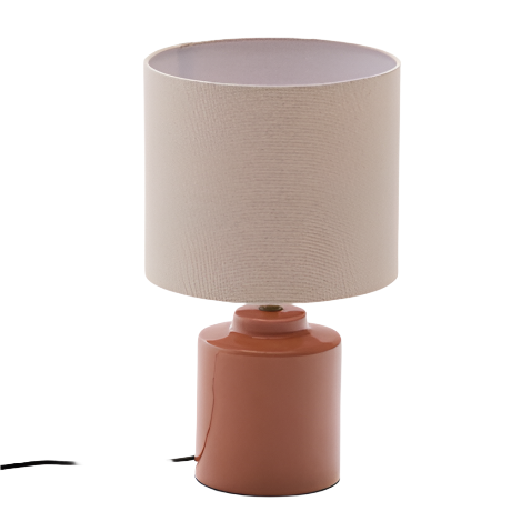 DAELI Ceramic table lamp with orange finish and beige cotton