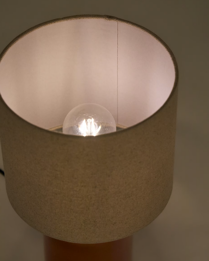 DAELI Keramička stolna lampa s narančastom završnom obradom i bež pamukom