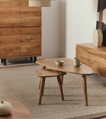 DUVANI Klub stolić od masivnog bagremovog drva s izbijeljenom završnom obradom Ø110 x 60 cm