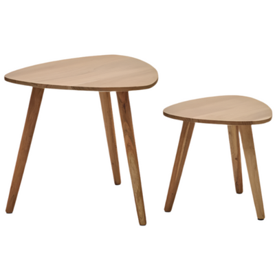 DUVANI Set of 2 side tables in solid acacia wood with bleached finish