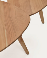 DUVANI Set od 2 pomoćna stolića od masivnog bagremovog drva s izbijeljenom završnom obradom