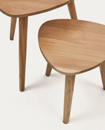 DUVANI Set od 2 pomoćna stolića od masivnog bagremovog drva s izbijeljenom završnom obradom