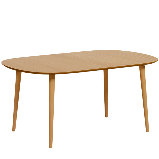 OQUI Extendable oak veneer table with solid wood legs 160 (260) x 100 cm