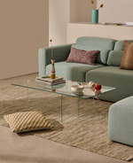 ZAREN Prozirni stolić za kavu od kaljenog stakla, 120 x 60 cm