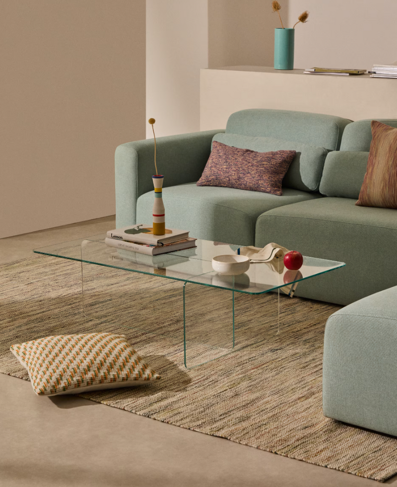 ZAREN Prozirni stolić za kavu od kaljenog stakla, 120 x 60 cm