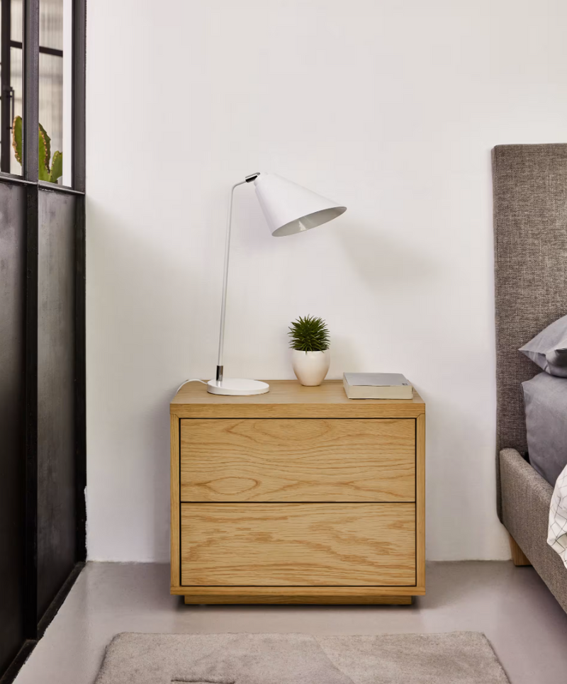 ABILEN Noćni ormarić od hrastovog furnira i bijelog laka, 53 x 44 cm, certificirano FSC 100%