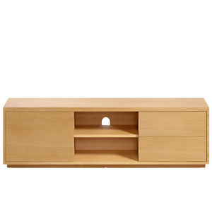 ABILEN Oak wood veneer single door TV stand with 2 drawers, 150 x 44 cm FSC 100%