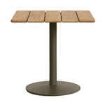 ESILDA Outdoor table with FSC 100% acacia top 80x80cm and green steel base Ø55x72cm