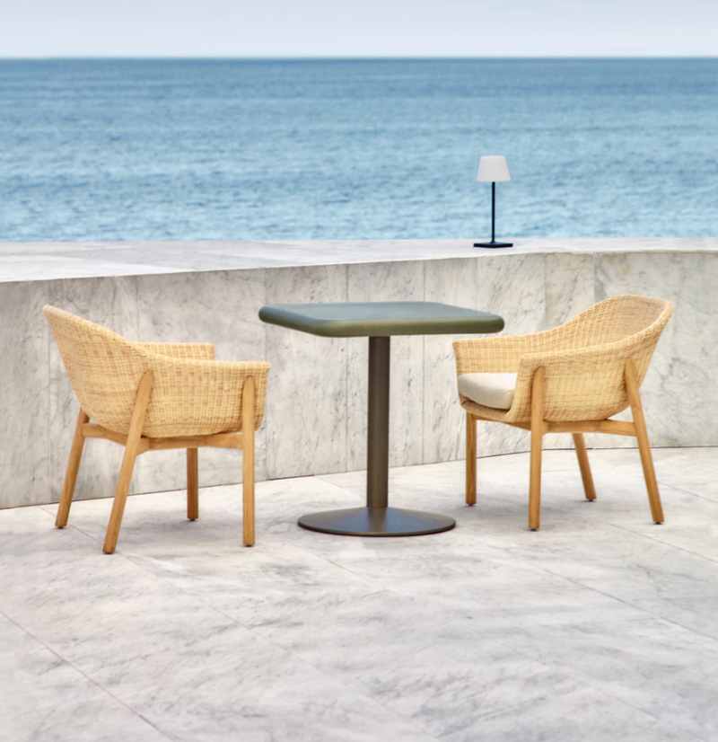 ESILDA Vrtni stol sa zelenom cementnom pločom 70x70 cm i zelenom čeličnom bazom Ø55x72 cm