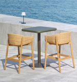 ESILDA Visoki vanjski stol sa zelenom cementnom pločom 70x70 cm i zelenom čeličnom bazom Ø55x96 cm