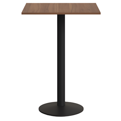ESILDA High table in walnut finish melamine with metal leg in a painted black finish, 60x60x96 cm