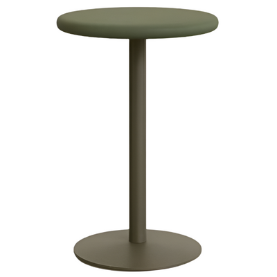 ESILDA Outdoor tall round table with green cement top Ø70cm and green steel base Ø55x96cm