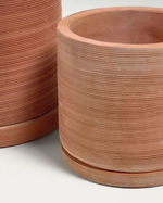 KARLINA Set of 2 terracotta plant pots with dishes, Ø 33 cm / Ø 24 cm