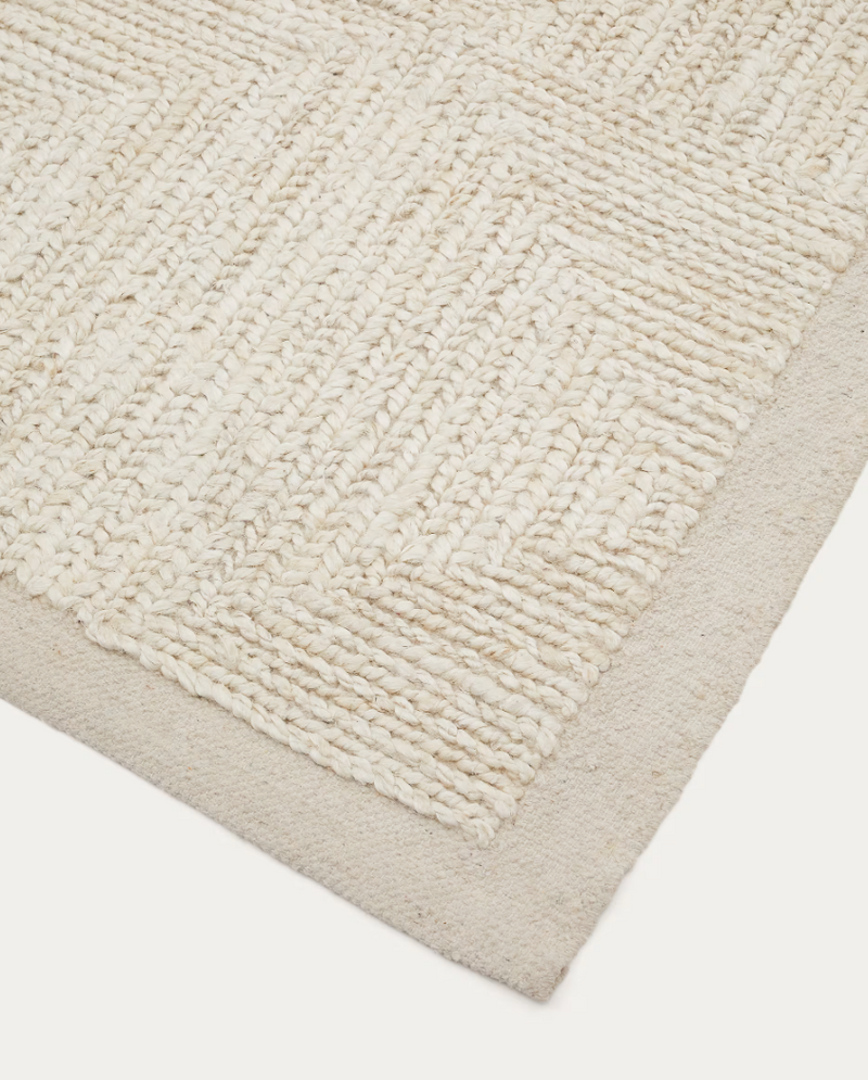 SICALI Bijeli tepih od jute 160 x 230 cm