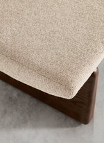 TOPAZ Klupa od bež šenila i FSC 100% masivnog jasena s orahovom završnom obradom, 150 cm