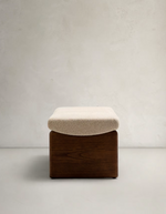 TOPAZ Klupa od bež šenila i FSC 100% masivnog jasena s orahovom završnom obradom, 150 cm