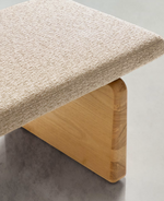 TOPAZ Klupa od bež šenila i FSC 100% masivnog jasena u prirodnoj završnoj obradi, 150 cm