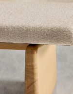 TOPAZ Klupa od bež šenila i FSC 100% masivnog jasena u prirodnoj završnoj obradi, 150 cm