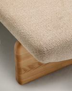 TOPAZ Klupa od bež šenila i FSC 100% masivnog jasena u prirodnoj završnoj obradi, 150 cm