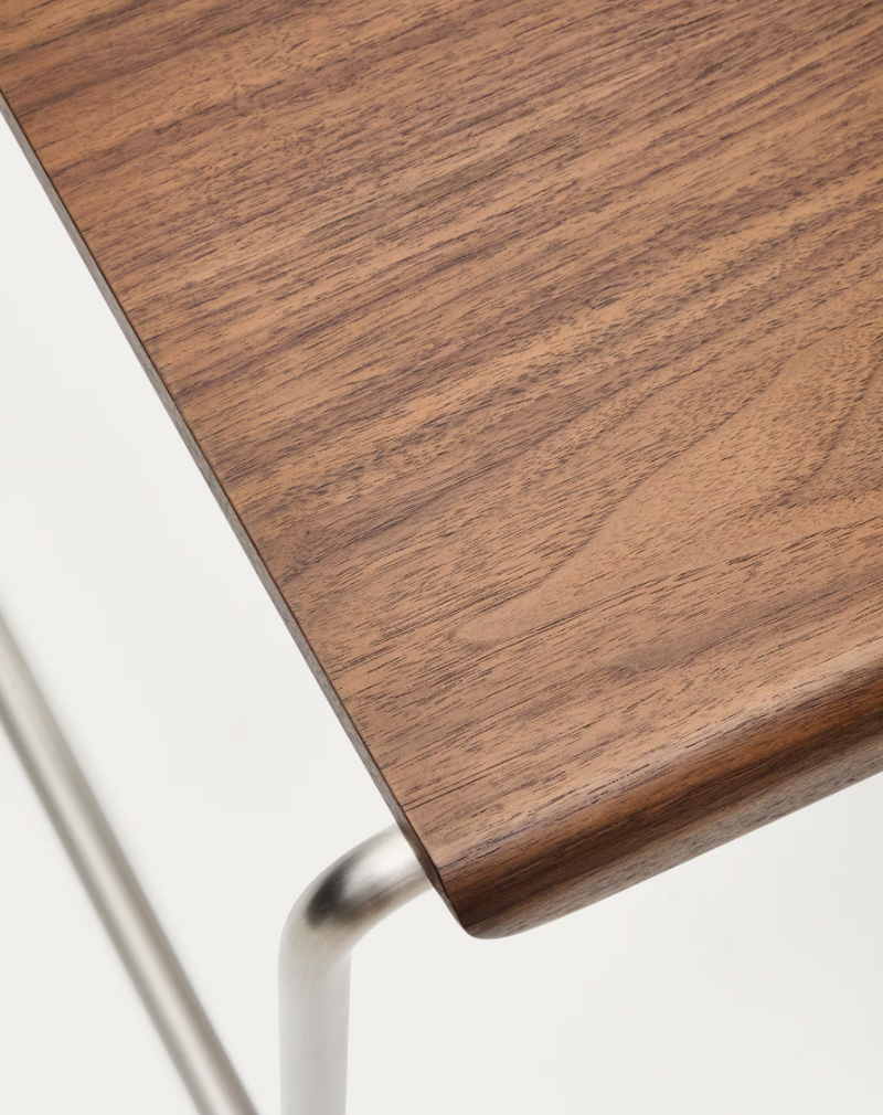 TARSEL Klupa od FSC 100% furnira oraha s konstrukcijom od brušenog nehrđajućeg čelika 142 cm