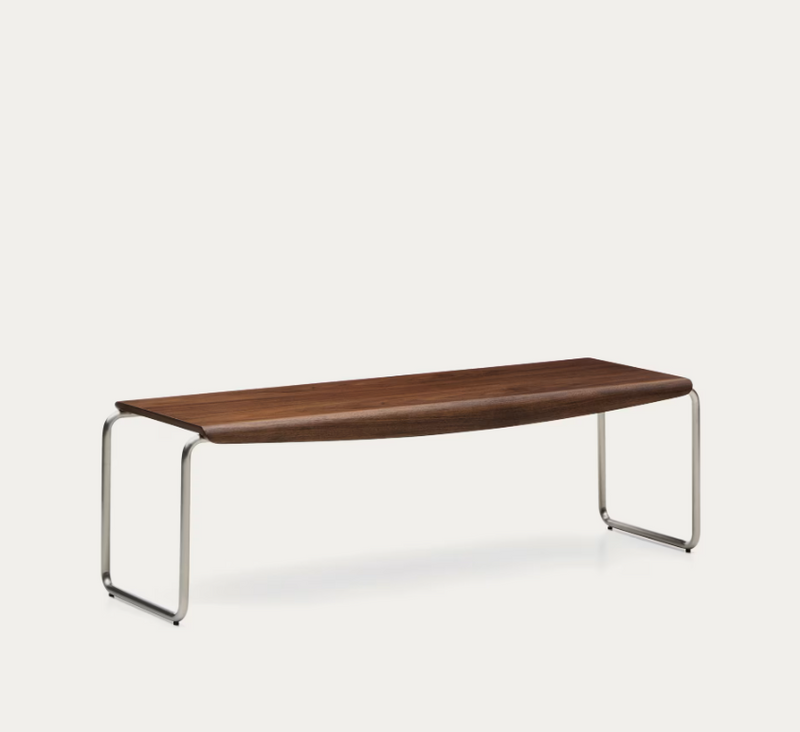 TARSEL Klupa od FSC 100% furnira oraha s konstrukcijom od brušenog nehrđajućeg čelika 142 cm