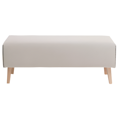 DYLA Klupa u bež boji s nogama od punog bukovog drva, 111 cm