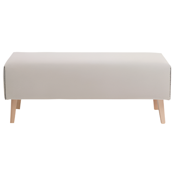 DYLA Bench in beige with solid beech wood legs, 111 cm