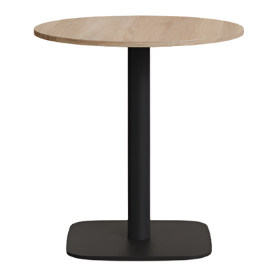 DINA Round table in natural finish melamine with metal leg in a painted black finish, Ø68x70cm