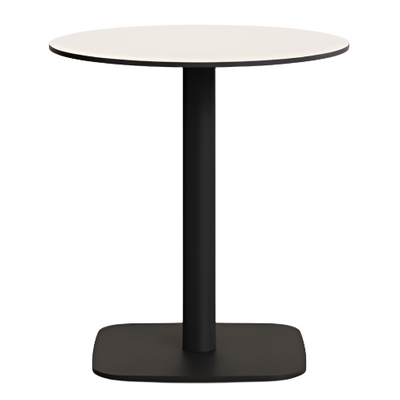 DINA Round outdoor table in white with metal legal in a painted black finish, Ø 68x70 cm