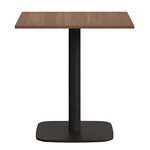 DINA Table in walnut finish melamine with metal leg in a painted black finish, 70 x 70 x 70 cm