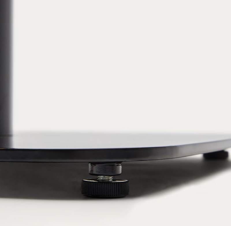 DINA Table in walnut finish melamine with metal leg in a painted black finish, 70 x 70 x 70 cm