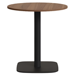 DINA Round table in walnut finish melamine with metal leg in a painted black finish, Ø 68x70 cm