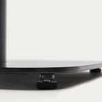 DINA Round table in walnut finish melamine with metal leg in a painted black finish, Ø 68x70 cm