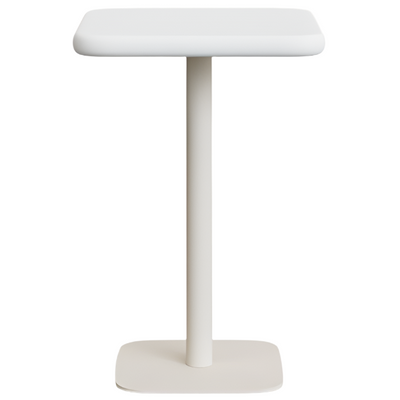 DINA Outdoor tall table with white cement top 70x70cm and white steel base 48x48x96cm
