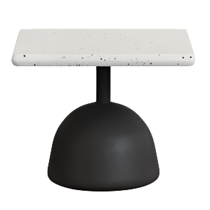 SAURA Coffee table with white terrazzo top and black cement base 44x44x35cm