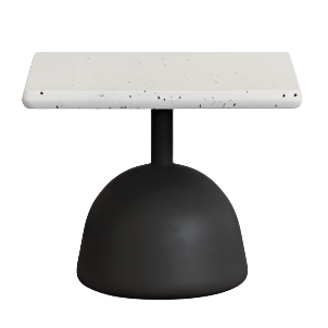SAURA Coffee table with white terrazzo top and black cement base 48x48x35cm