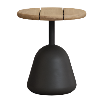SAURA Black metal coffee table with natural acacia top, 45 x Ø43 cm FSC 100%