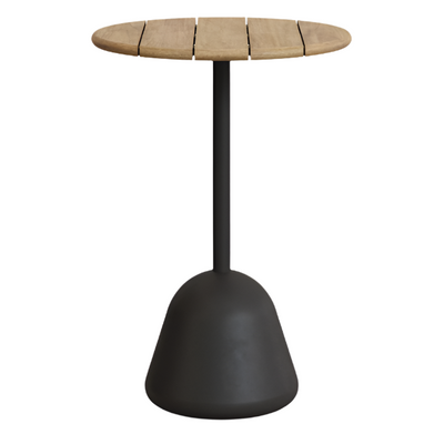 SAURA High bar table black steel frame and natural finish acacia top, 95xØ70cm FSC 100%