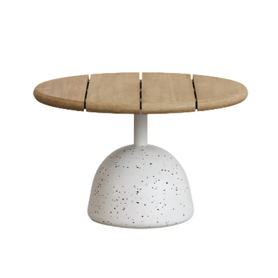 SAURA Coffee table with white terrazzo and natural acacia top, 32 x Ø55 cm FSC 100%