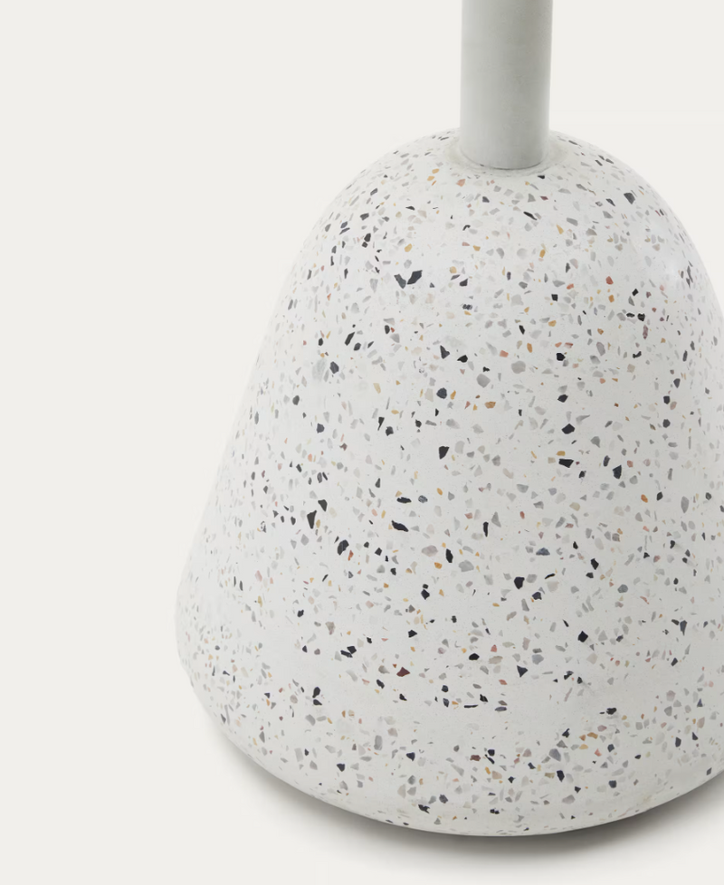 SAURA Klub stolić s bijelim teracom i pločom od prirodne akacije, 32 x Ø55 cm FSC 100%