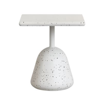 SAURA Coffee table with white terrazzo top and white terrazzo base 44x44x48cm
