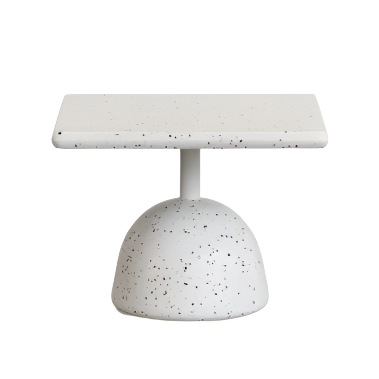 SAURA Coffee table in white terrazzo with a white terrazzo top 32 x 48 x 48
