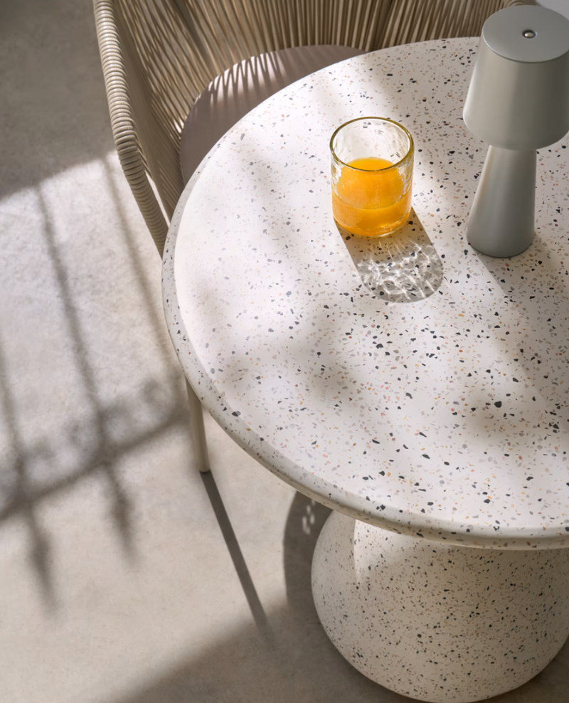 SAURA Stol u bijelom terazzu s bijelom terazzo pločom, 75 x Ø70