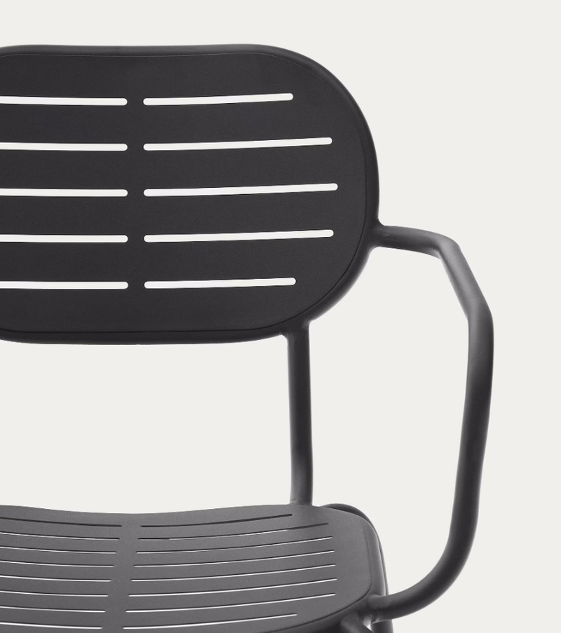 BRAI Skladljiva vanjska stolica s naslonima za ruke od tamno sivog pocinčanog čelika