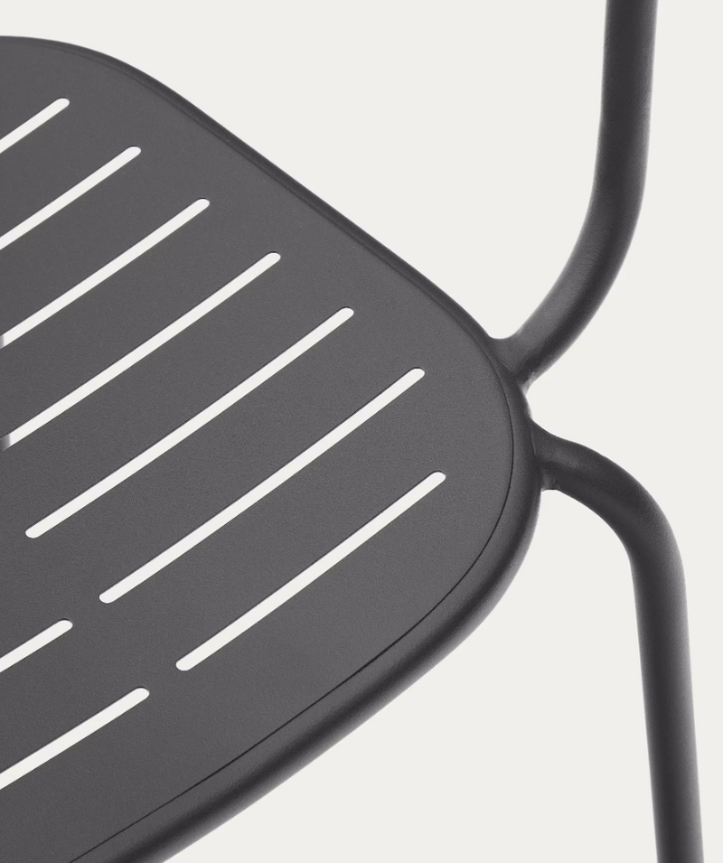 BRAI Skladljiva vanjska stolica s naslonima za ruke od tamno sivog pocinčanog čelika