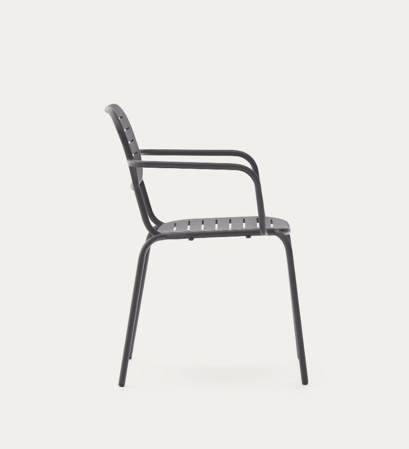 BRAI Skladljiva vanjska stolica s naslonima za ruke od tamno sivog pocinčanog čelika