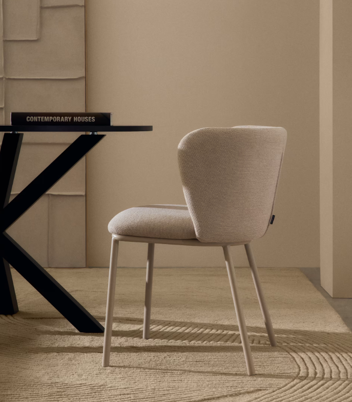 CISELIA Stolica u bež šenil boji i bež čeliku