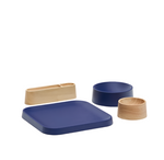 BLETZ Set of serving dishes for snacks made of acacia wood in a natural, blue finish FSC 100%