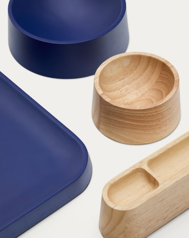BLETZ Set of serving dishes for snacks made of acacia wood in a natural, blue finish FSC 100%