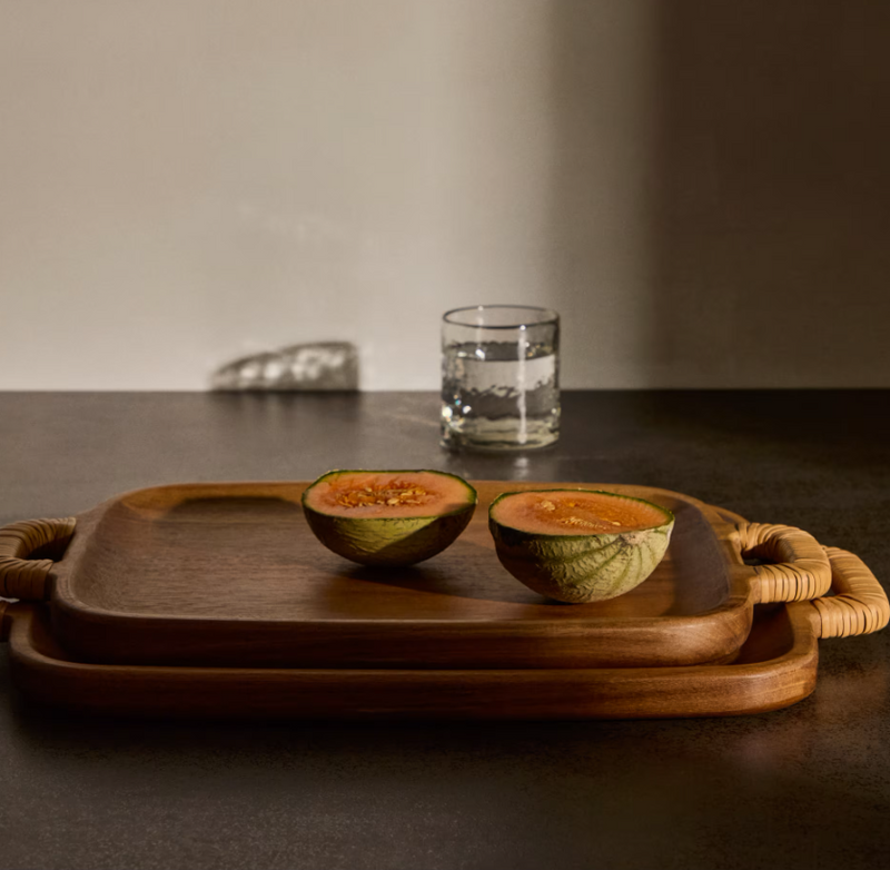 SARDIS Large serving board made from FSC 100% acacia wood and rattan